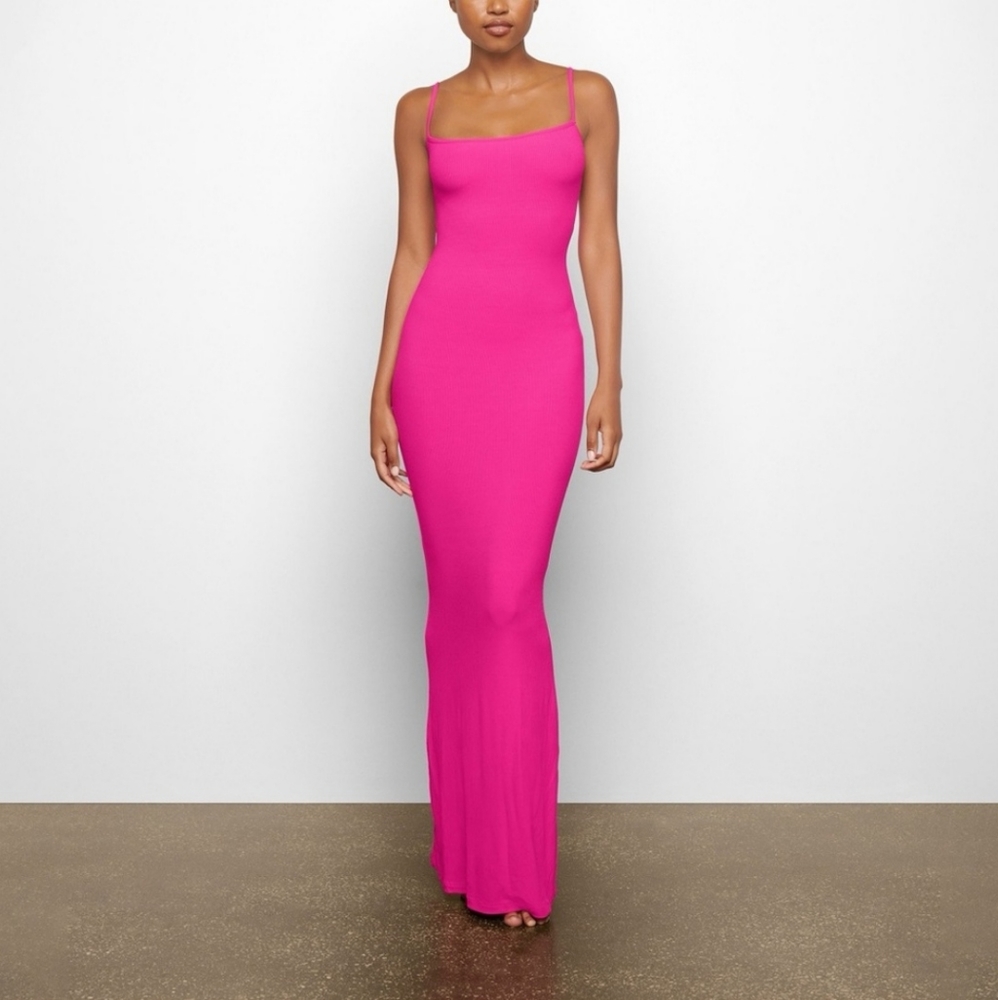 Skims Soft Lounge Long Slip Dress Hot Pink 🩷